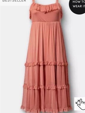 NWT Torrid Mesh V-Neck Tiered Maxi Dress